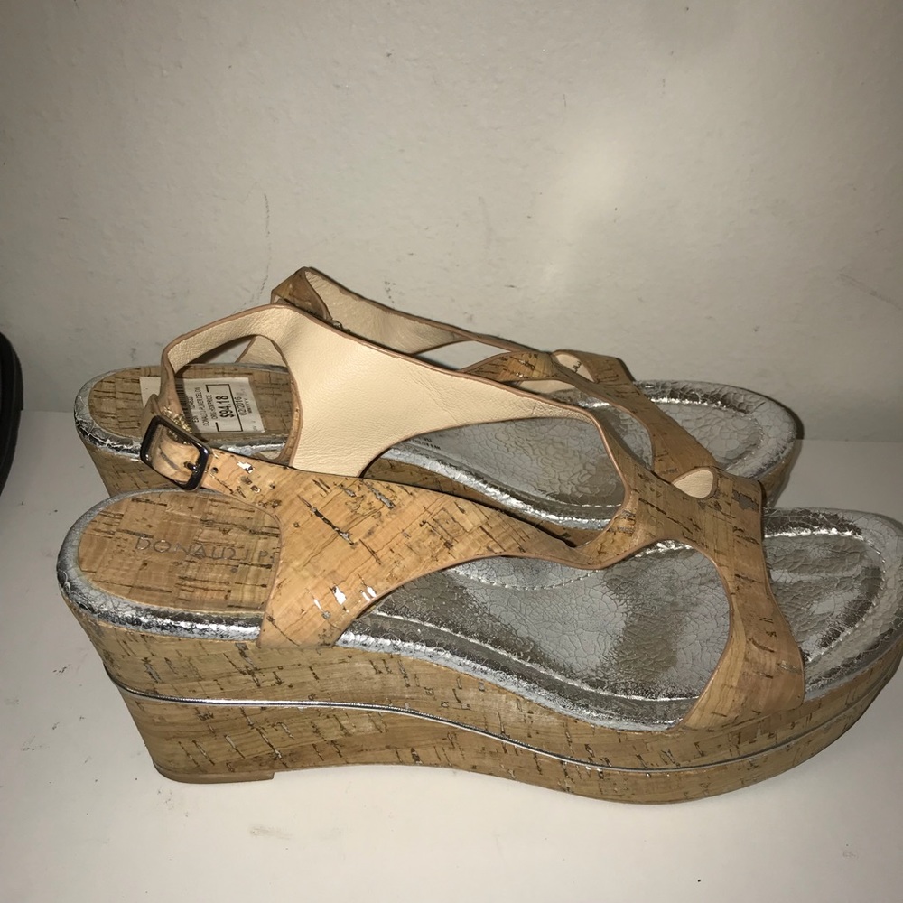 Donald J. Pliner platform cork and foil wedge heel - Picture 4 of 8